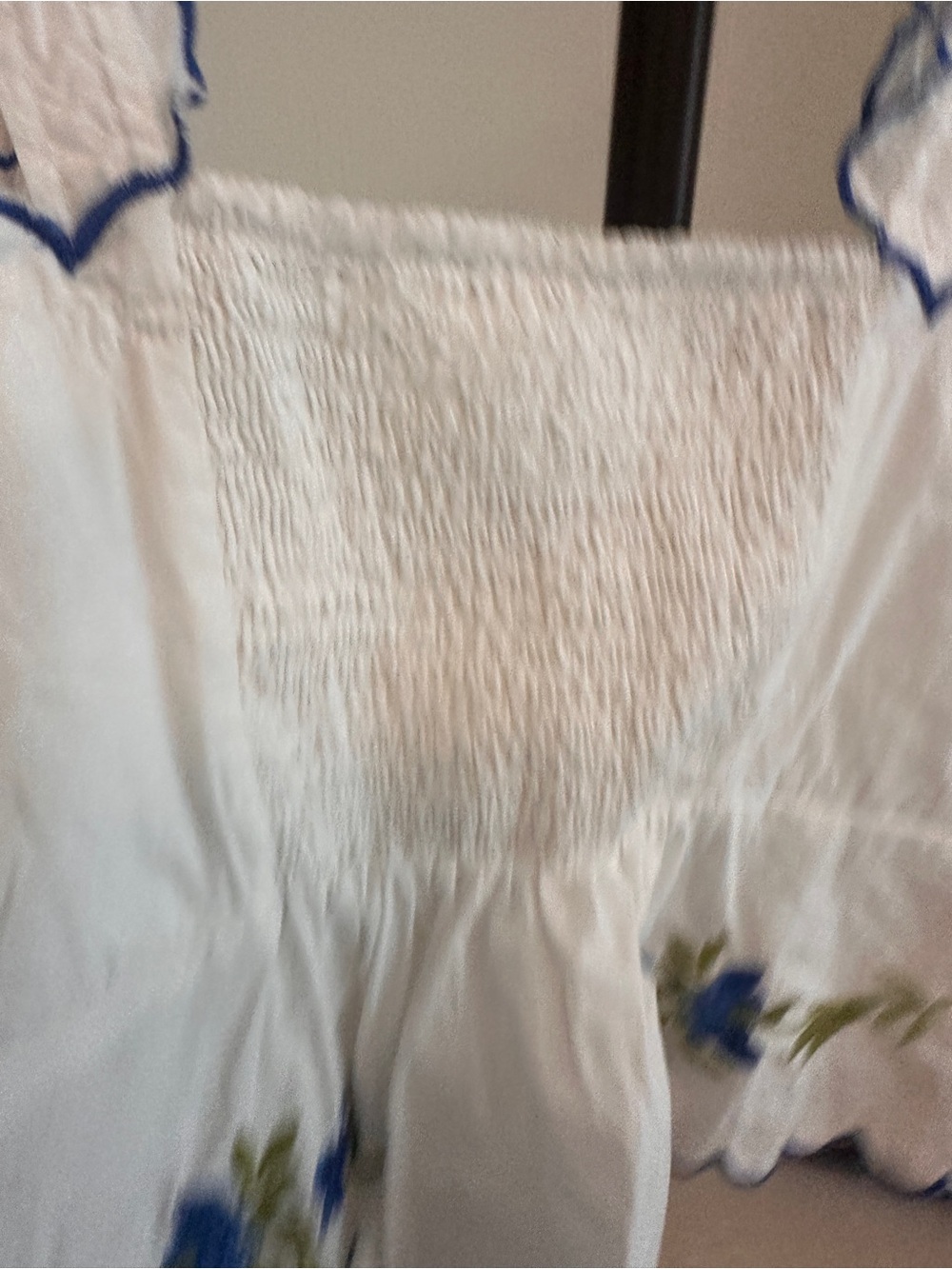 Maeve White Cropped Camisole with Blue Floral Embroidery - Picture 5 of 5